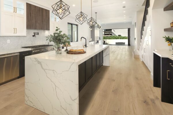 white marble kitchen light european oak flooring soho beige d&m flooring