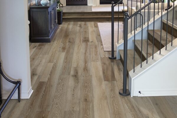 gray taupe modern european oak flooring staircase dm flooring coastal bayport