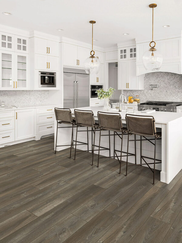 modern kitchen gray brown laminate flooring chesapeake salt oak glaze waterproof