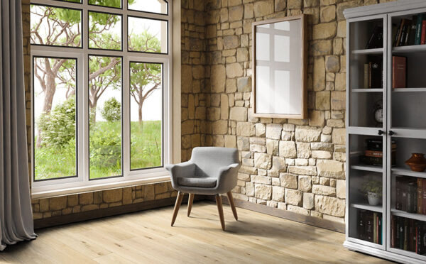 johnson olympus zeus cozy living room interior with chair in a room corner; sunlight shining trough window; canvas with copy space; home decoration concept; 3D Illustration